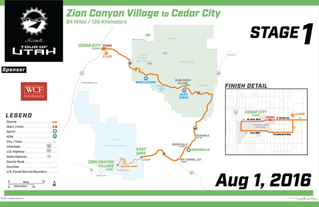 Tour of Utah stage 1 map